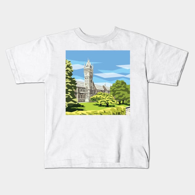 University of Otago, clock tower Kids T-Shirt by irajane